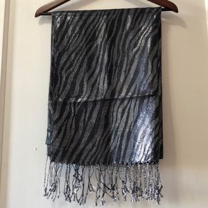 Silver and black tiger print scarf